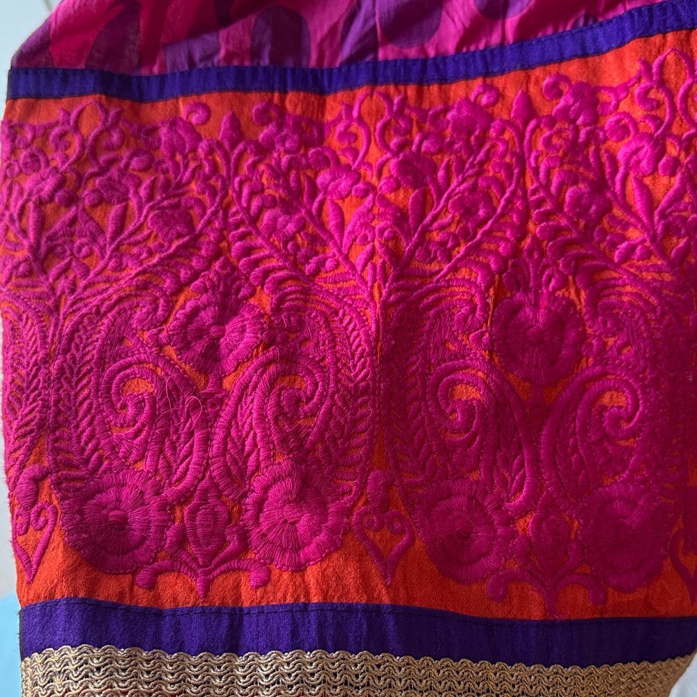 Tejoo’s Pink and Orange Maxi Long Sleeve Collared Button up A-Line Dress Size L - Picture 9 of 16